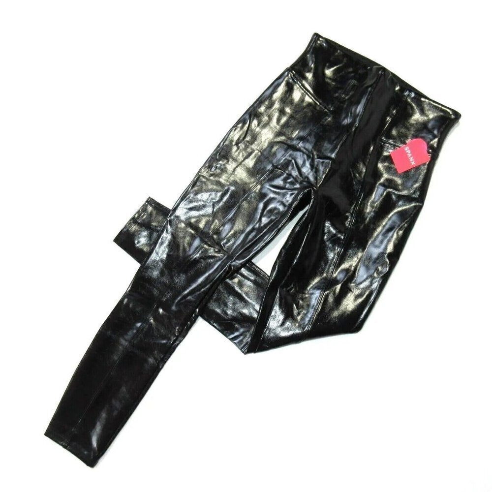NWT SPANX 20301R Faux Patent Leather Leggings in Classic Black Glossy S